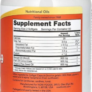 NOW Foods Super Omega 3-6-9 Borage Oil + Fish Oil 180 Softgels