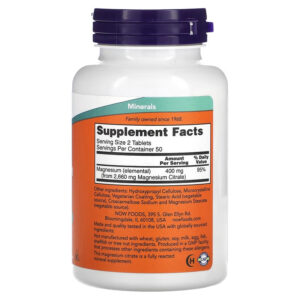 NOW Foods, Magnesium(Magnezyum) Citrate, 200 mg, 100 Tablets - Görsel 2