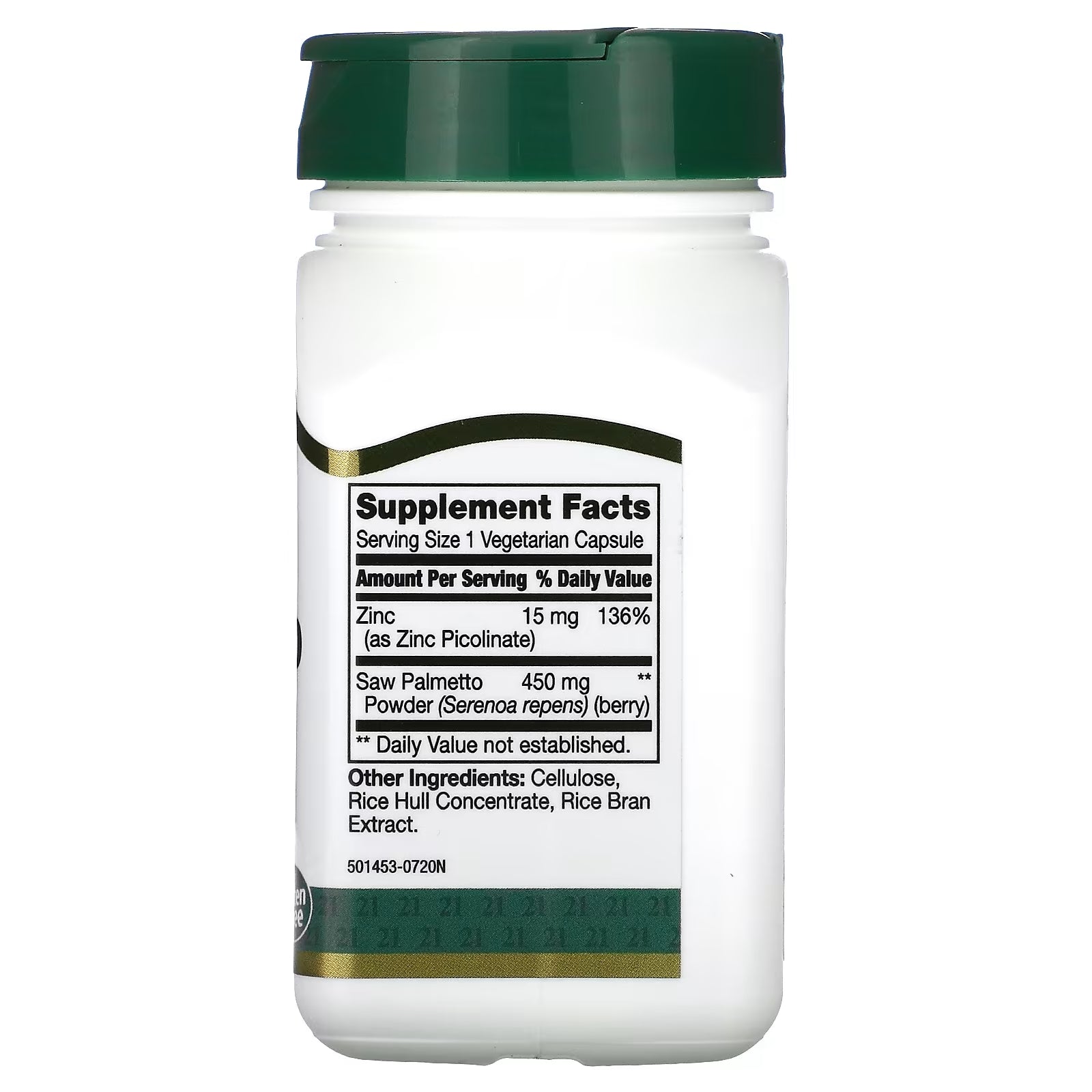 21st Century Saw Palmetto Zinc Çinko Hair Skin Health Support 450 mg, 60 Vegetarian Capsules - Görsel 2