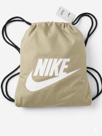 Nike Baskılı Büzgülü Spor Sırt Çantası Bej