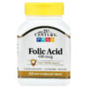 21st Century Folic Acid Vitamin B9 Folate Heart Health 400 mcg 250 Easy to Swallow Tablets