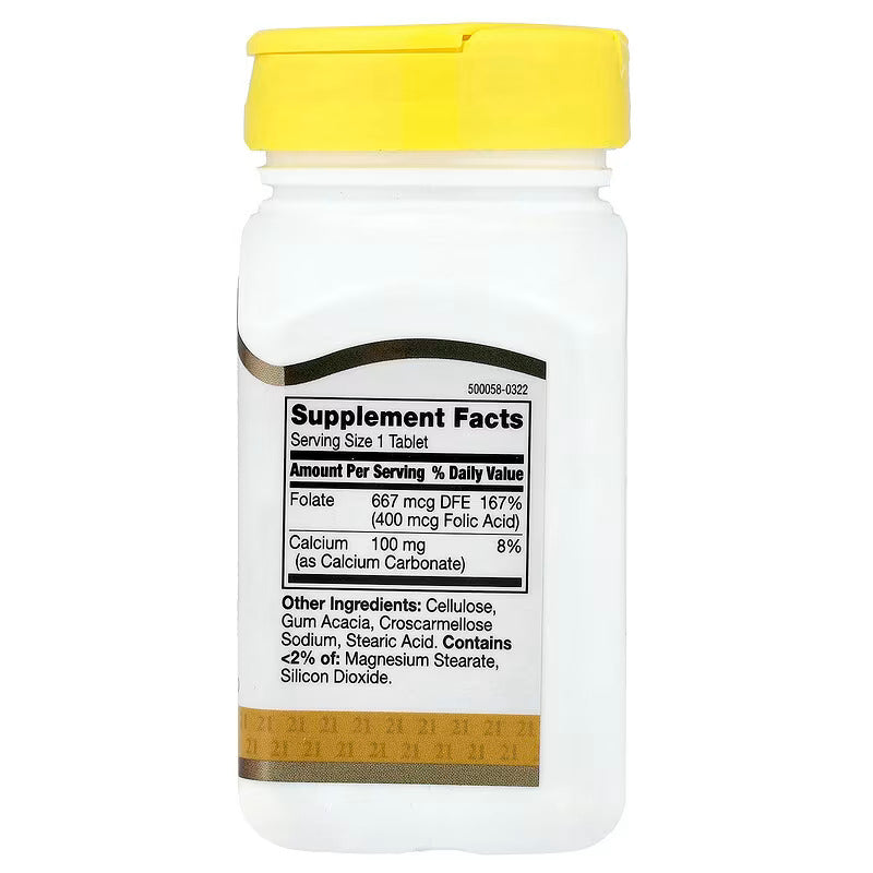 21st Century Folic Acid Vitamin B9 Folate Heart Health 400 mcg 250 Easy to Swallow Tablets - Görsel 2