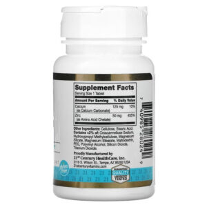 21st Century Chelated Zinc(Çinko) Demir ekstrat 50 mg 60 Tablets