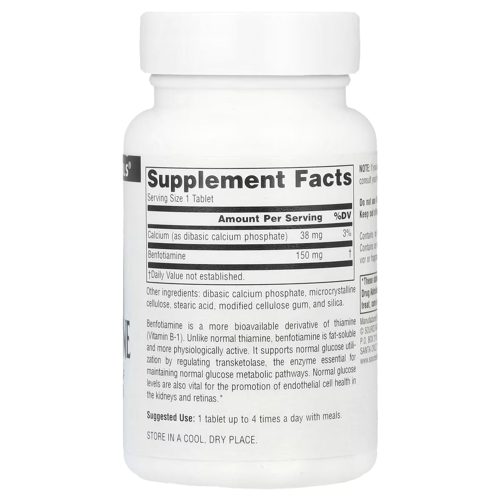Source Naturals, Vitamin B1 Thiamine Benfotiamine, 150 mg 120 Tablet - Görsel 2