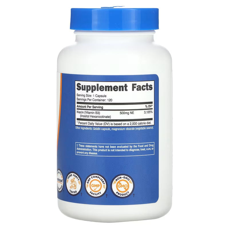 Nutricost Vitamin B3 Niacin Flush-Free 500 mg 120 Capsules - Görsel 2