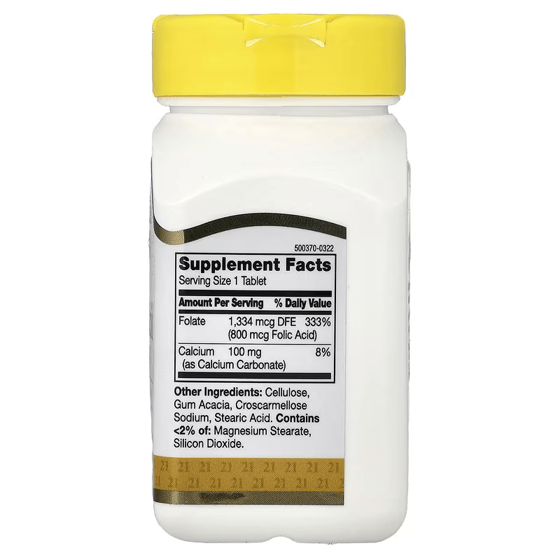 21st Century Folic Acid Vitamin B9 Folate Heart Health 800 mcg 180 Easy to Swallow Tablets - Görsel 3