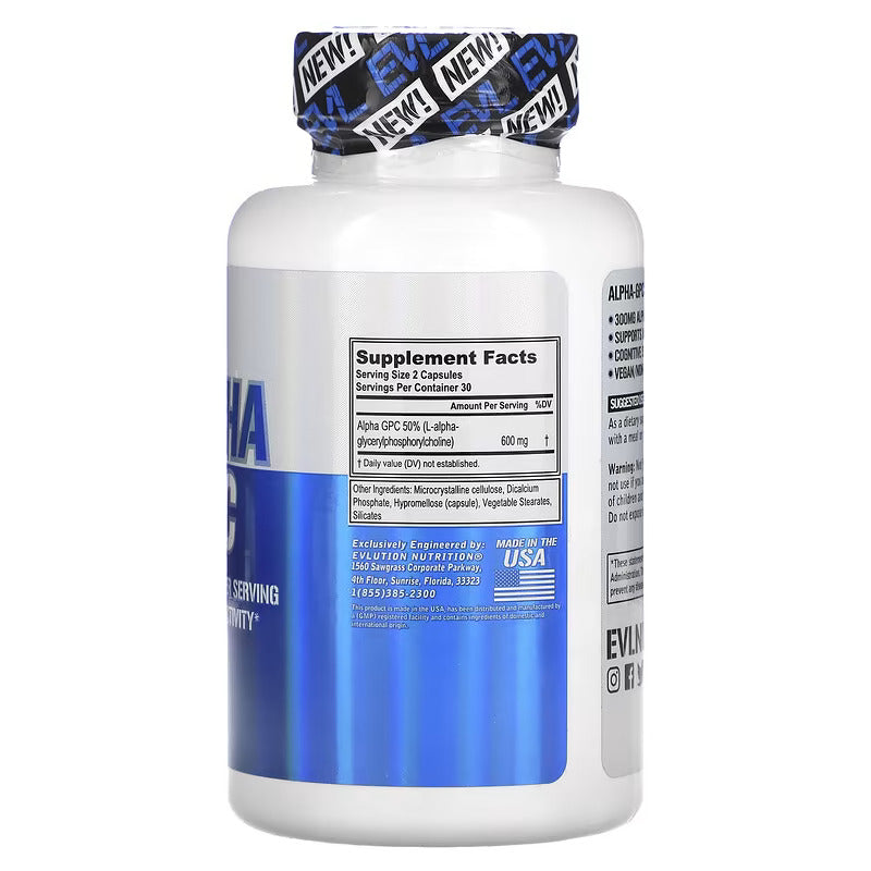 EVLution Nutrition Alpha GPC Brain Supports mental activity and cognitive 60 Veggie Caps - Görsel 2
