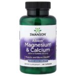 Swanson Albion Magnesium Calcium with Vitamins D3 & K2 90 Veggie Capsules