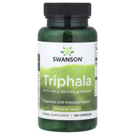 Swanson Triphala with Amla Behada Harada Digestive and Immune Health 500 mg 100 Capsules