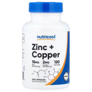 Nutricost Zinc Çinko + Copper 120 Capsules
