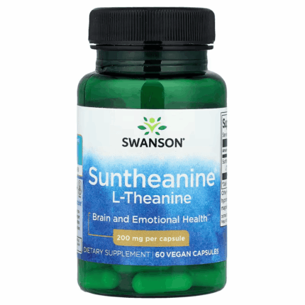 Swanson Suntheanine L-Theanine Brain & Cognitive 200 mg 60 Vegan Capsules