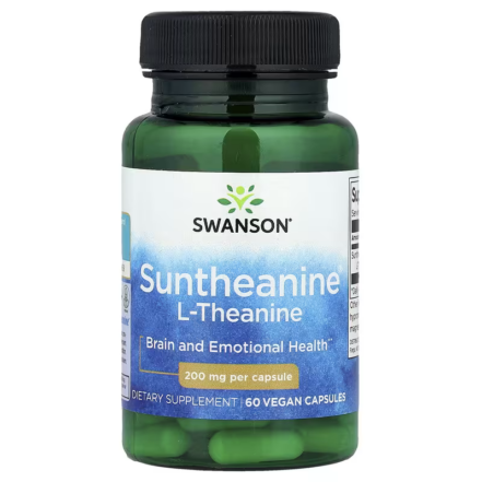 Swanson Suntheanine L-Theanine Brain & Cognitive 200 mg 60 Vegan Capsules