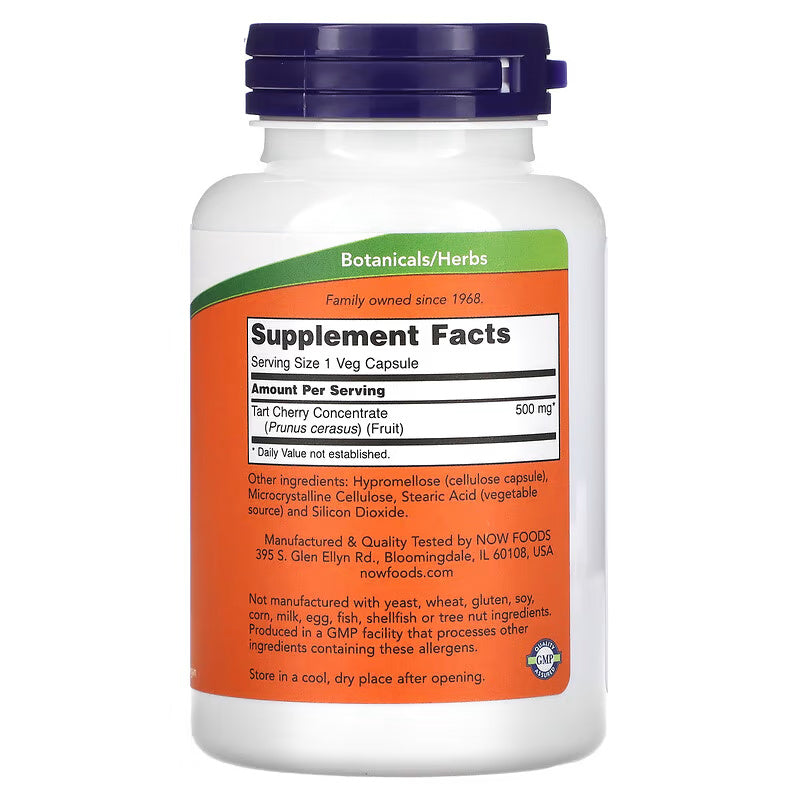 NOW Foods Tart Cherry Antioxidant support Joint health 500 mg 90 Veg Capsules - Görsel 2