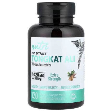 Nutri, 20:1 Extract Tongkat Ali Tribulus Eurycoma longifolia 120 Vegan Capsules