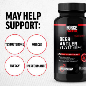 Force Factor, Deer Antler Velvet Testo IGF-1 60 Capsules - Görsel 3