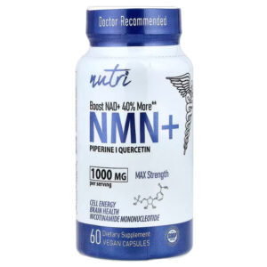 Nutri, NMN+ Max Strength Nicotinamide Mononucleotide 60 Vegan Caps