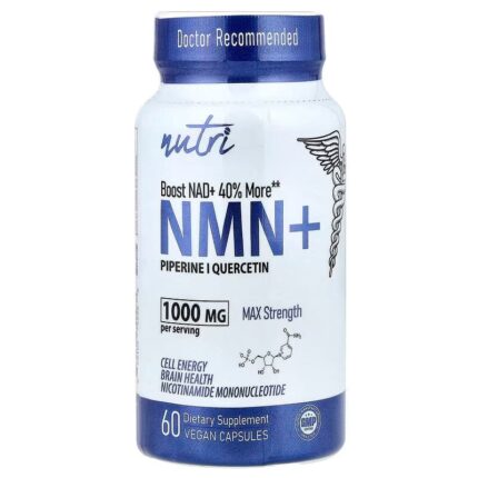 Nutri, NMN+ Max Strength Nicotinamide Mononucleotide 60 Vegan Caps