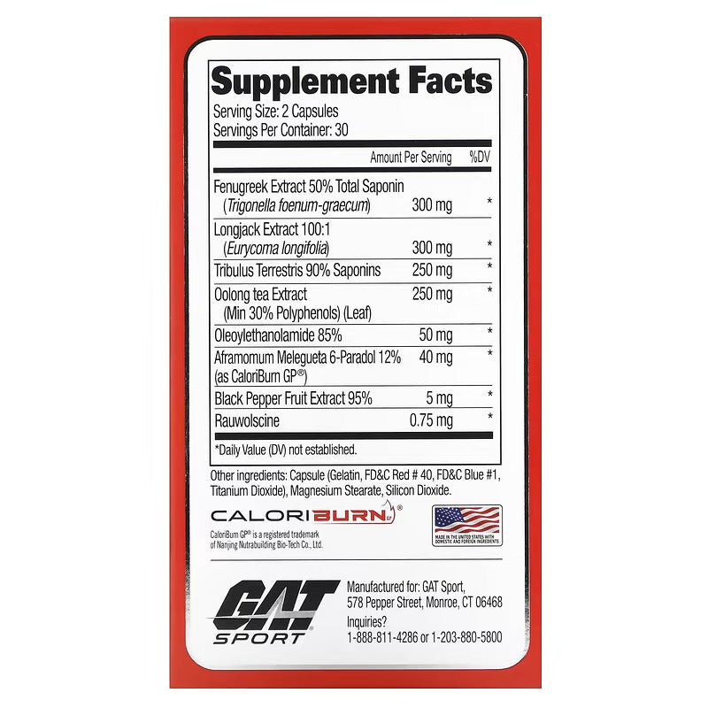 Gat Testrol Fire Thermo Fenugreek + Tribulus Testo Booster 60 Kapsül