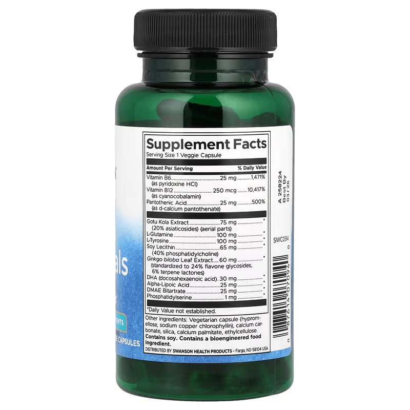 Swanson Brain Dmae Essentials Brain & Cognitive 60 Veggie Capsules - Görsel 2