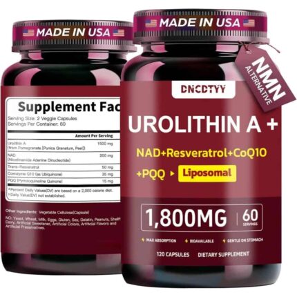 DNCDTYY Lipossomal Urolithin A NAD NMN ALTERNATIVE Resveratrol Coq10 PQQ 120 Caps