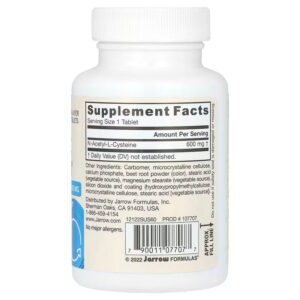 Jarrow Formulas Vegan NAC Sustain N-Acetyl-L-Cysteine Liver Dtox Glutathione 600 mg 60 Tablet - Görsel 2