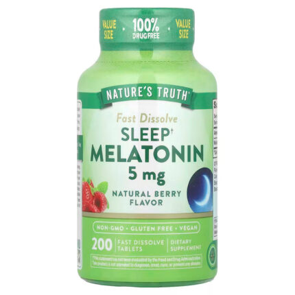 Nature's Truth Sleep Melatonin Natural Berry 5 mg, 200 Fast Dissolve Tablets