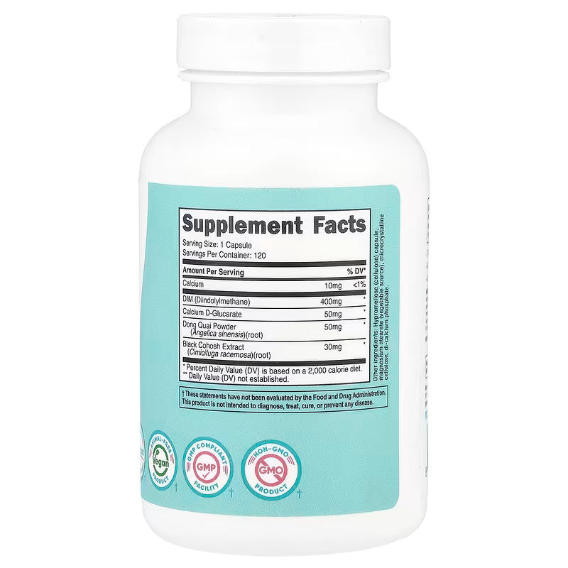 Nutricost Diindolylmethane DIM Women Dong Quai Calcium Glucarate 400mg 120 Caps