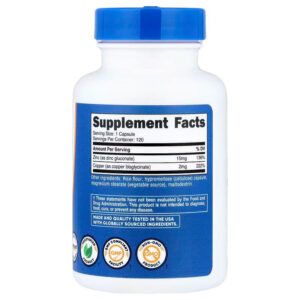 Nutricost Zinc Çinko + Copper 120 Capsules - Görsel 2