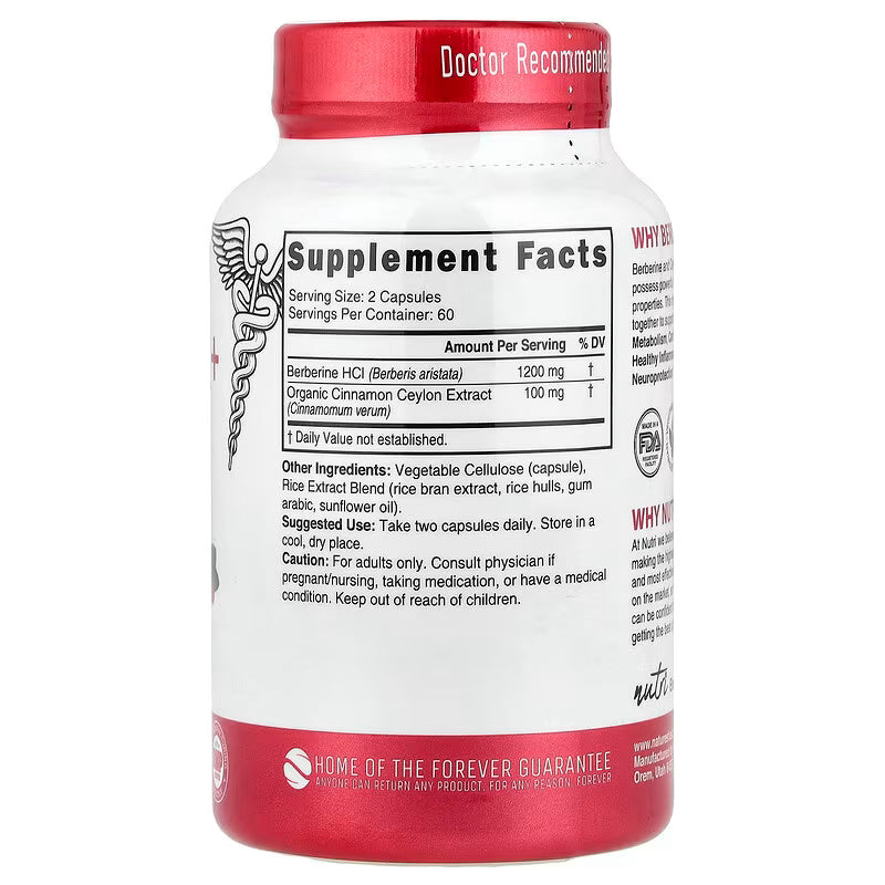 Nutri Berberine + Ceylon Cinnamon Weight loss 120 Vegan Capsules - Görsel 2