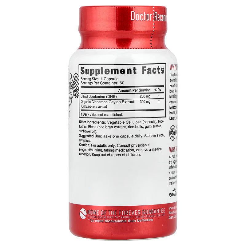 Nutri Dihydro Berberine+ Ceylon Cinnamon 60 Vegan Capsules - Görsel 2