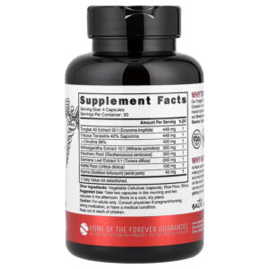 Nutri Men’s Nitric Oxide Complex Tongkat Ali Citrulline Tribulus Ashwagandha 120 Vegan Capsules