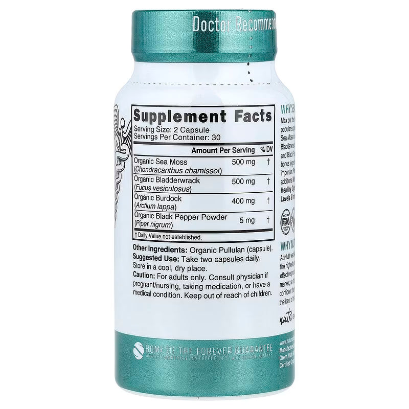 Nutri, Organic Sea Moss Greens & Superfoods 60 Organic Capsules