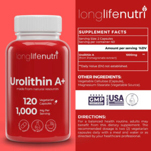 LongLifeNutri Urolithin A+ Pomegranate 1000mg 120 Caps - Görsel 2
