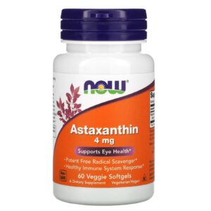 NOW Foods Astaxanthin immunity eyes health 4 mg 60 Vegetarian Capsules