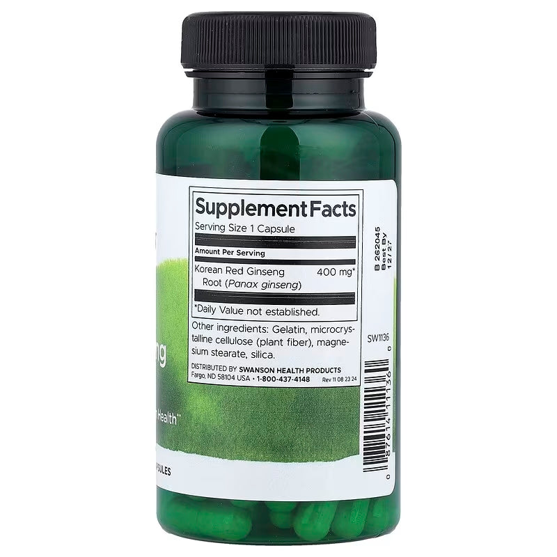 Swanson Full Spectrum Korean Red Ginseng Root 400 mg 90 Capsules - Görsel 2