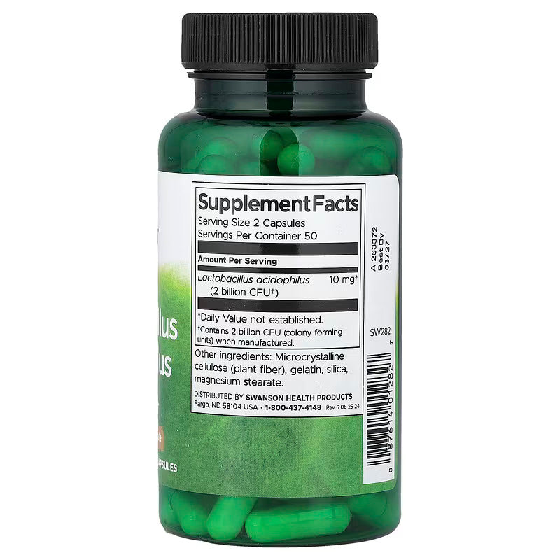 Swanson Lactobacillus Acidophilus Probiotics Digestive Health 1 Billion CFU 100 Caps - Görsel 2