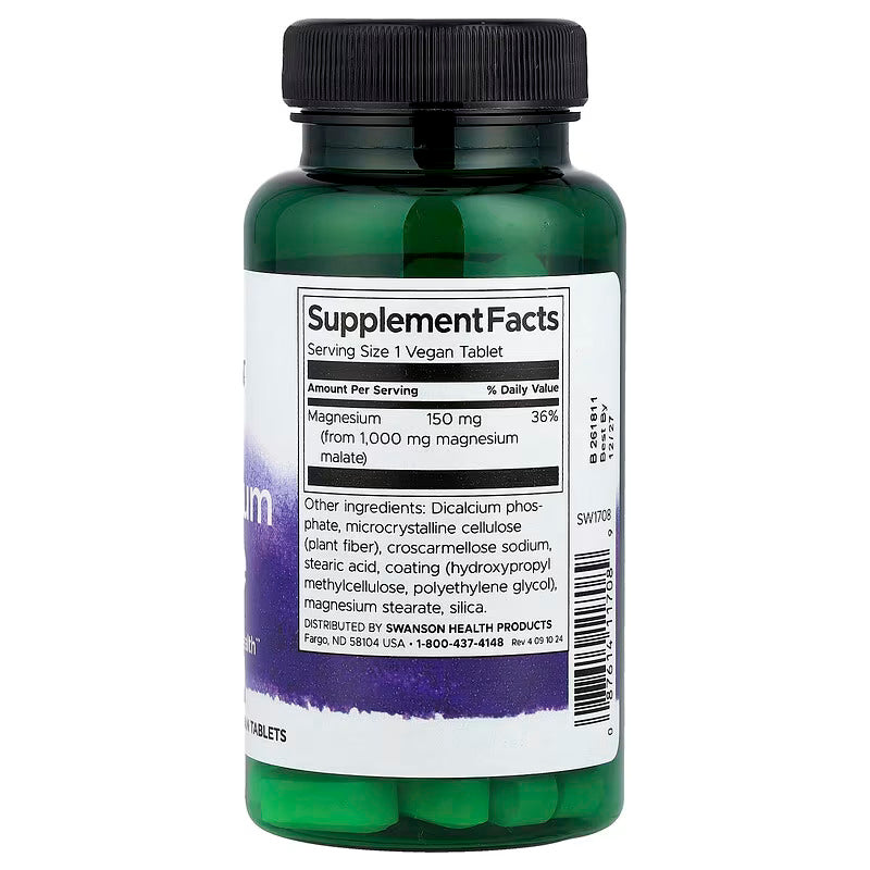 Swanson Magnesium Malate Bone Health 1,000 mg 60 Vegan Tablets