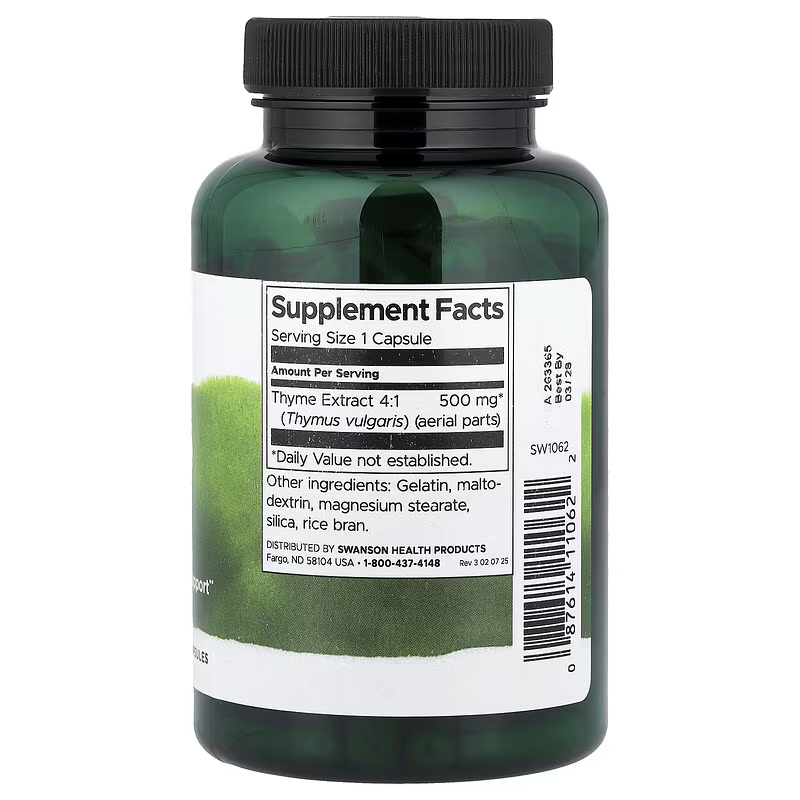 Swanson Thyme Leaf 500 mg 120 Capsules