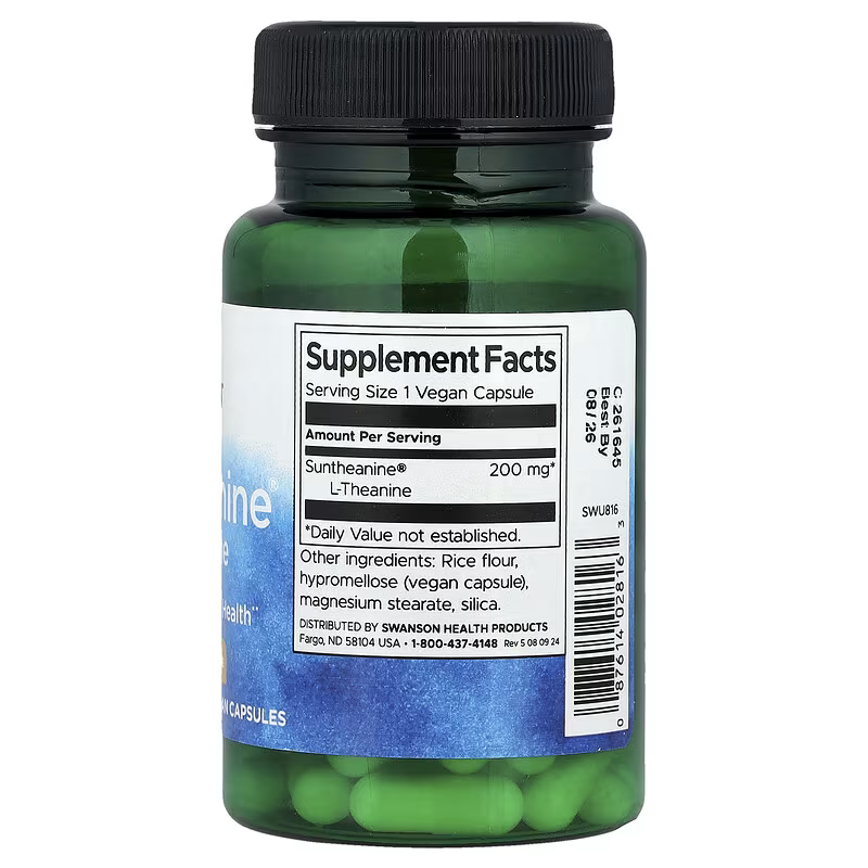 Swanson Suntheanine L-Theanine Brain & Cognitive 200 mg 60 Vegan Capsules - Görsel 2