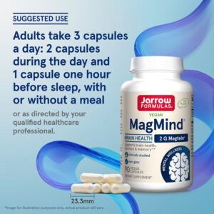 Jarrow Formulas Vegan MagMindo Magtein Magnesium L-Threonate Brain Health 90 Veggie Capsules