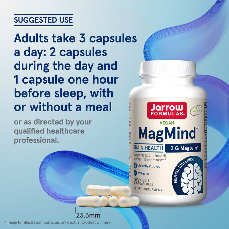 Jarrow Formulas Vegan MagMindo Magtein Magnesium L-Threonate Brain Health 90 Veggie Capsules - Görsel 2