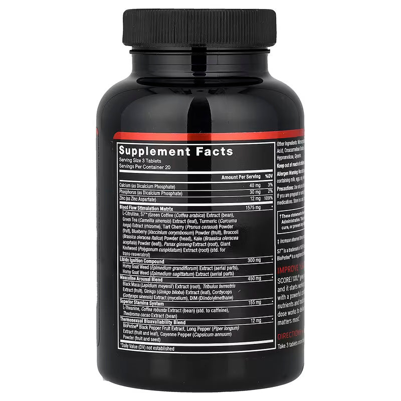 Force Factor SCORE! XXL Male Enhancement L-Citrulline , Panax ginseng , Horny Goat , Black Maca 60 Tablet - Görsel 3
