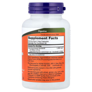 NOW Foods Saccharomyces Boulardii Probiotics 5 Billion CFU 120 Veg Capsules - Görsel 2