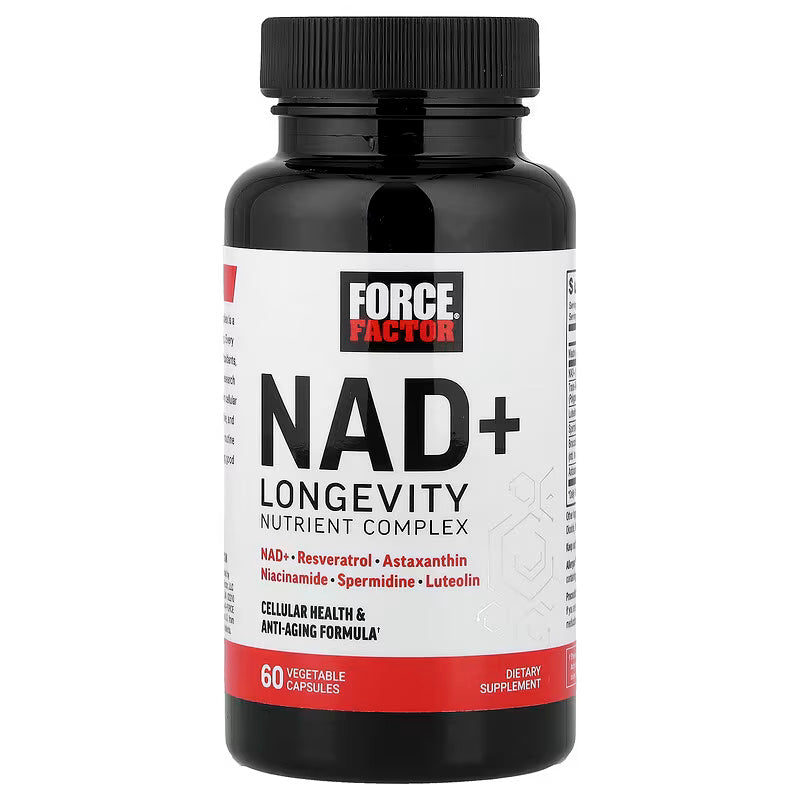 Force Factor NAD+ NMN or Nicotinamide with Resveratrol Astaxanthin Spermidine & Luteolin 60 Caps