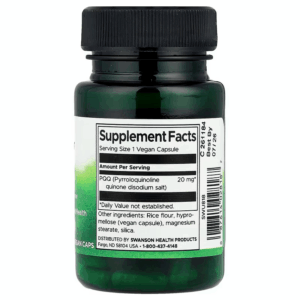 Swanson PQQ Pyrroloquinoline Quinone Brain & Cognitive 20 mg, 30 Vegan Caps