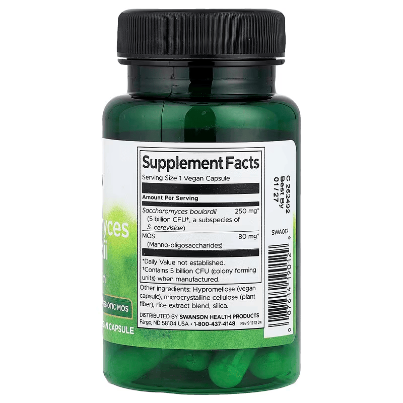 Swanson Saccharomyces Boulardii with Prebiotic MOS 30 Vegan Capsules