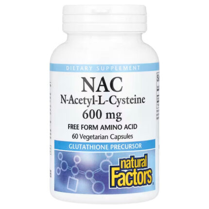 Natural Factors NAC N-Acetyl-L-Cysteine Glutathione Precursor 600 mg 60 Vegetarian Capsules