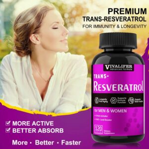 VIVALIFER Resveratrol+Vitamin C Anti-Aging Immune, Cardiovascular Joint 500mg+120mg 120 Caps