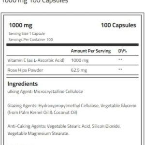 Applied Nutrition Vitamin C Rose hips Ascorbic acid 1000mg 100 Caps