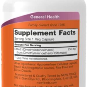 NOW Foods, DMAE, Healthy Brain 250 mg, 100 Veg Capsules